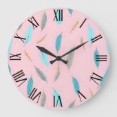 Beliebte Feathers Luxury Boho Collection Große Wanduhr (Vorderseite)