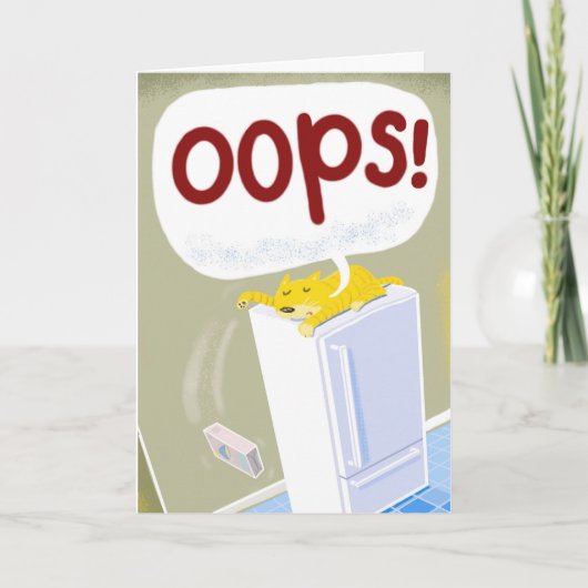 Beliebte Geburtskarte. Katze klopfen etwas über Karte (Vorderseite)