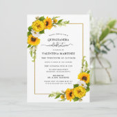 Beliebte Gelbblütenblüte Quinceanera Einladung (Stehend Vorderseite)