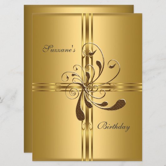 Beliebte Gold Birthday Party Einladung (Vorne/Hinten)