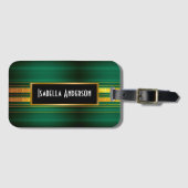 Beliebte Green Gold Luxury Linen Texture Collectio Gepäckanhänger (Vorderseite (Horizontal))