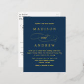 Beliebte Hochzeit von Marine und Gold Folie Einladungspostkarte (Vorderseite/Rückseite)