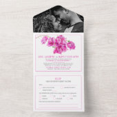 Beliebte Hochzeitsfeier Rosa Bougainvillea All In One Einladung (Innen Boden)