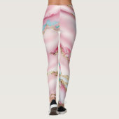 Beliebte Kollektion aus hellblaurosa Marmor Leggings (Rückseite)