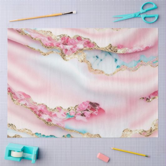 Beliebte Kollektion aus hellblaurosa Marmor Seidenpapier (Basteln)