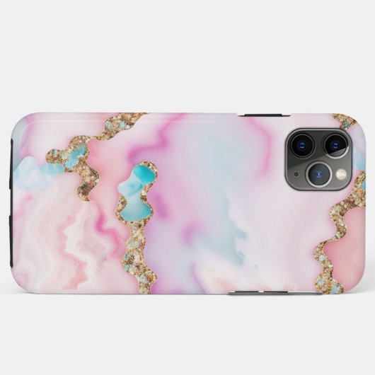 Beliebte Kollektion hellblaue rosa Agate Case-Mate iPhone Hülle (Rückseite (Horizontal))