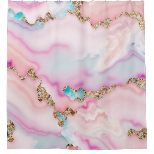 Beliebte Kollektion hellblaue rosa Agate Duschvorhang (Vorderseite)