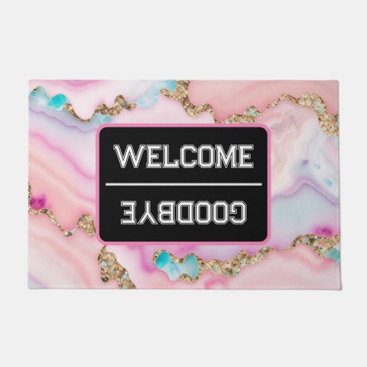 Beliebte Kollektion hellblaue rosa Agate Fußmatte (Vorderseite)