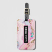 Beliebte Kollektion hellblaue rosa Agate Gepäckanhänger (Vorderseite Vertikal)