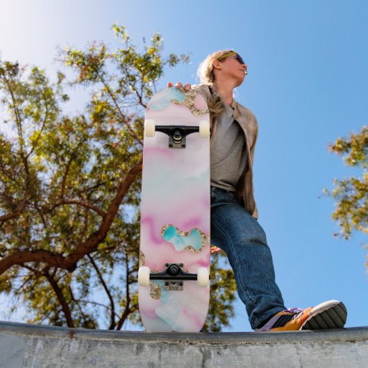 Beliebte Kollektion hellblaue rosa Agate Skateboard (Außenbereich 1)