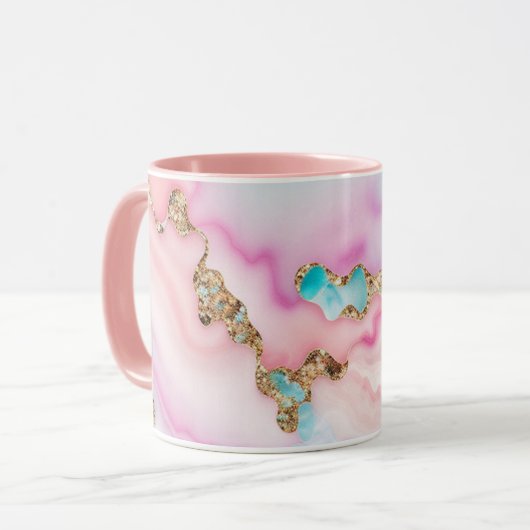Beliebte Kollektion hellblaue rosa Agate Tasse (Vorderseite Links)