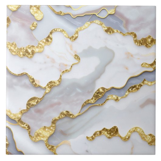 Beliebte Marble Agate White Gold Collection Fliese (Vorderseite)