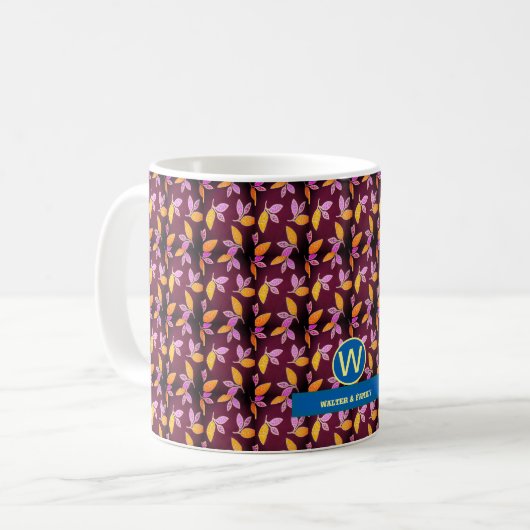 Beliebte Schokoladenfarbe mit Blätter-Design Kaffeetasse (Vorderseite Links)
