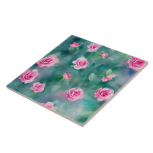 Beliebte schöne Aquarell-Rosa-Rosen-Kollektion Fliese