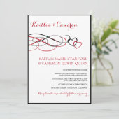 Beliebte (Schwarz & Rot) Einladung zur Hochzeit (Stehend Vorderseite)