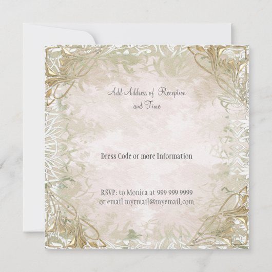 Beliebte und elegante alte Gold Wedding Einladung (Rückseite)