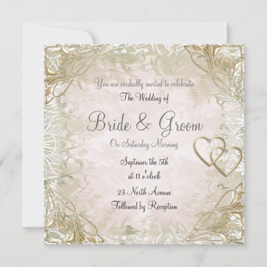 Beliebte und elegante alte Gold Wedding Einladung (Vorderseite)