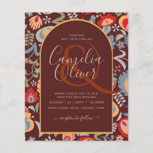 Beliebte zweisprachige Blumenhochzeitseinladung Flyer