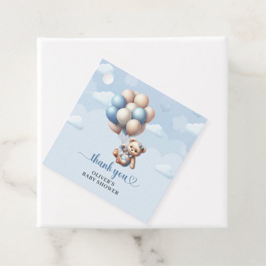 Beliebter Bär mit Ballons blauer Elfenbeindusche Geschenkanhänger (Beispiel)