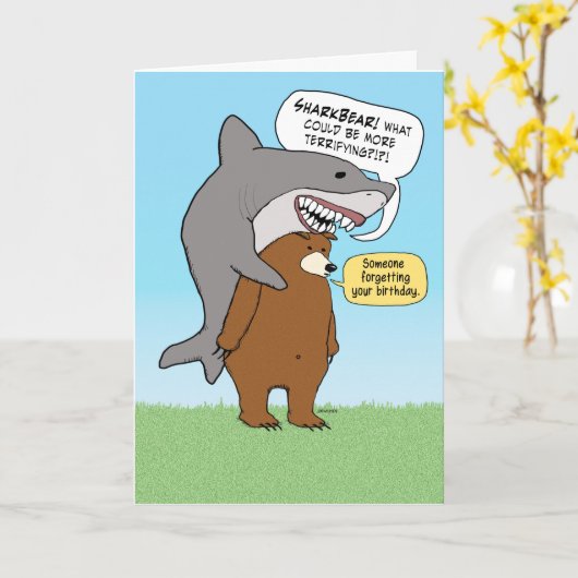 Beliebter Bär und Hai Belated Birthday Card Karte (Gelbe Blume)