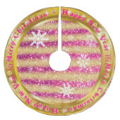 Beliebter Snowflake Gold Glitzer Pink Polyester Weihnachtsbaumdecke (Vorderseite)