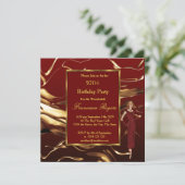 Beliebtes 50. Geburtstagsparty Gold Burgund Einladung (Stehend Vorderseite)