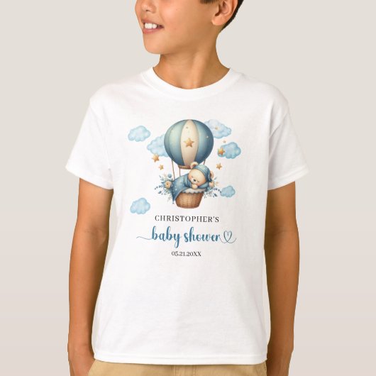 Beliebtes Bärenthema Boy Baby Shower Gast der Ehre T-Shirt (Vorderseite)