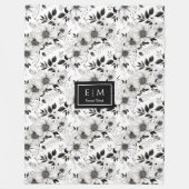 Beliebtes botanisches Deckengeschenk in Schwarz un Fleecedecke (Vorderseite)