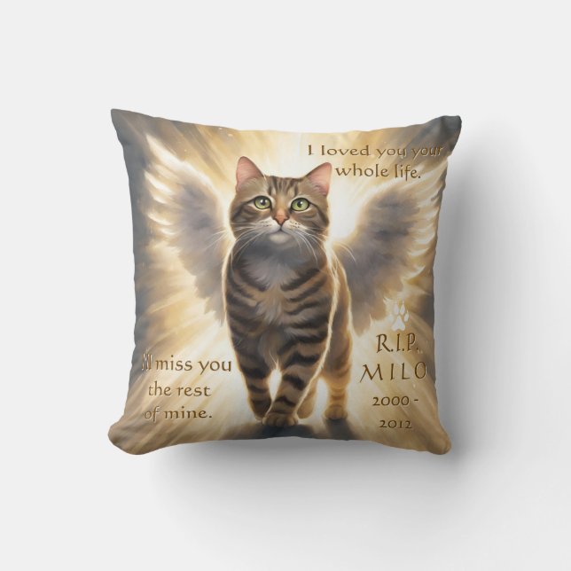 Beliebtes Cat Pet Beileid Memorial Throw Kissen (Vorderseite)