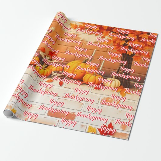 Beliebtes Glück Thanksgiving Schöner Fall Geschenkpapier (Ungerollt)