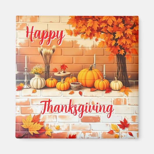 Beliebtes Glück Thanksgiving Schöner Fall Magnet (Vorne)