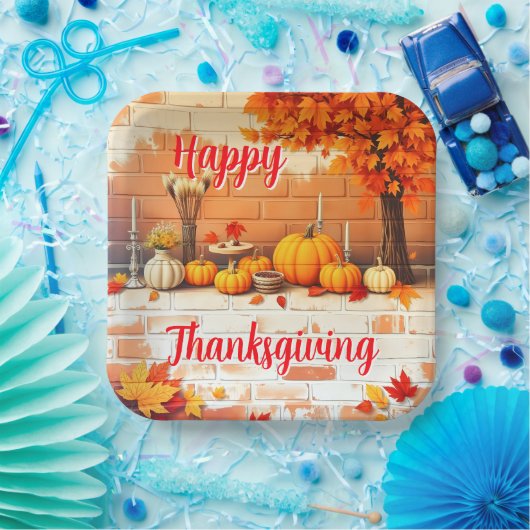 Beliebtes Glück Thanksgiving Schöner Fall Pappteller (Party)
