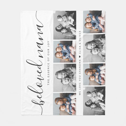 Beliebtes Nana Oma Custom Family Foto Keepake Fleecedecke (Vorderseite)
