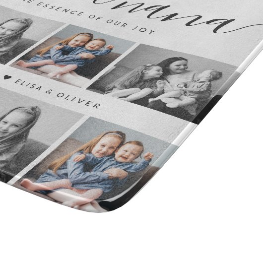 Beliebtes Nana Oma Custom Family Foto Keepake Schneidebrett (Ecke)