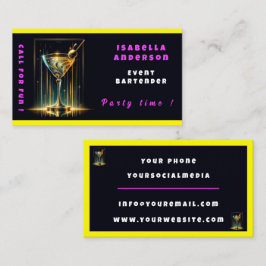 Beliebtes Neon Party Zeit Personalisiert Beruflich Visitenkarte