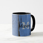 Beliebtes rustikales Holz Mantel Custom Blue Tasse (VorderseiteRechts)