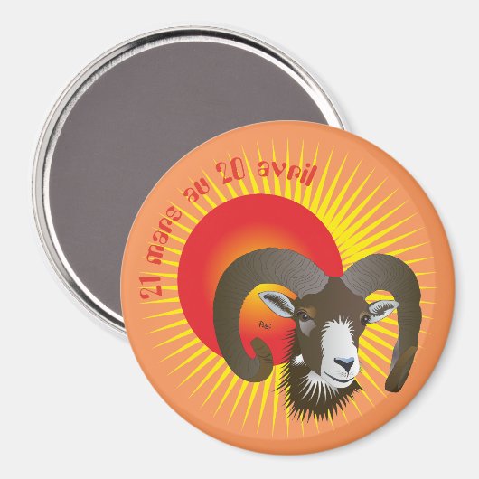 Bélier 21 Mars, 20 avril Magnet (Vorderseite/Rückseite)