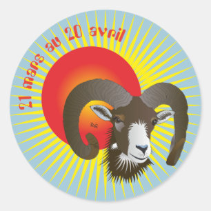 Bélier 21 mars au 20 avril Autocollants Runder Aufkleber