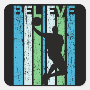 Believe Basketball Mens Kids Player Hoops Score Quadratischer Aufkleber