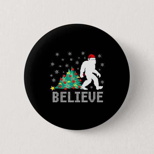 Believe Bigfoot Sasquatch Santa Reindeer Christmas Button (Vorderseite)