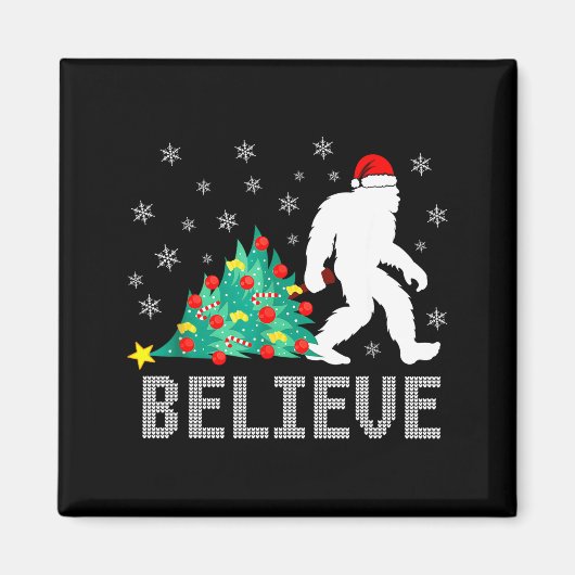 Believe Bigfoot Sasquatch Santa Reindeer Christmas Magnet (Vorne)