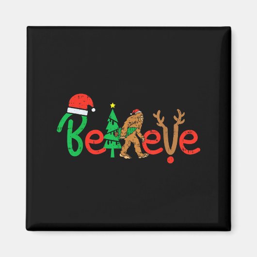 Believe Bigfoot Sasquatch Santa Reindeer Christmas Magnet (Vorne)