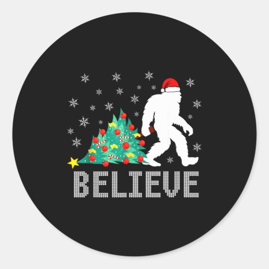 Believe Bigfoot Sasquatch Santa Reindeer Christmas Runder Aufkleber (Vorderseite)