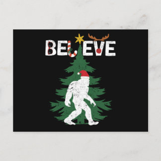 Believe Bigfoot Sasquatch Yeti Christmas Hat Postkarte