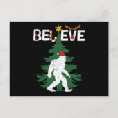 Believe Bigfoot Sasquatch Yeti Christmas Hat Postkarte (Vorderseite)