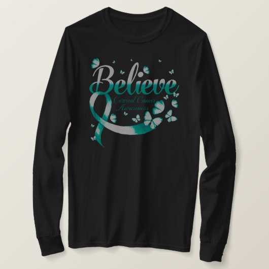Believe CERVICAL CANCER Butterfly T-Shirt (Design vorne)