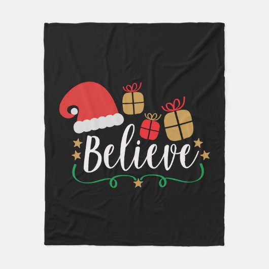 Believe - Christmas Believe, Santa Hat, Santa Fleecedecke (Vorderseite)