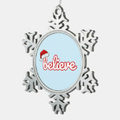 Believe Christmas Schneeflocken Zinn-Ornament (Rechts)