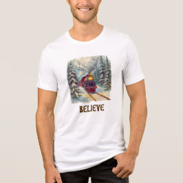 Believe Christmas Train T-Shirt | Holiday Gift | Tri-Blend Shirt