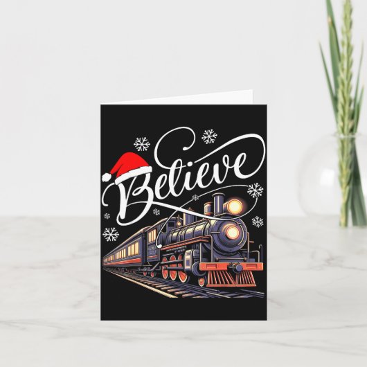 Believe Christmas Trains Xmas Santa Family Pajamas Karte (Vorderseite)